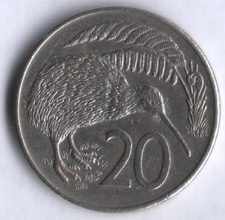 Монета 20 центов. 1980 год, Новая Зеландия.