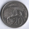 Монета 20 центов. 1980 год, Новая Зеландия.