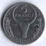 Монета 5 франков. 1984 год, Мадагаскар.