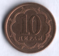 Монета 10 дирам. 2006 год, Таджикистан.
