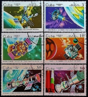 Набор почтовых марок (6 шт.). "День космонавтики". 1984 год, Куба.