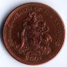 Монета 1 цент. 2001 год, Багамские острова.