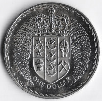 Монета 1 доллар. 1975 год, Новая Зеландия. Proof.