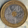 Монета 20 франков. 1994 год, Франция. Пьер де Кубертен.