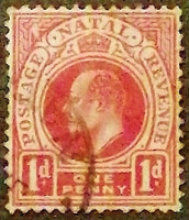 Почтовая марка (1 p.). "Король Эдуард VII". 1902 год, Натал (Южная Африка).