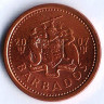 Монета 1 цент. 2007 год, Барбадос.