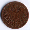 Монета 1 пфенниг. 1906 год (G), Германская империя.