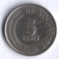 5 центов. 1971 год, Сингапур.