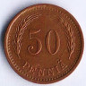Монета 50 пенни. 1942 год, Финляндия. 