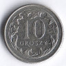 Монета 10 грошей. 2012 год, Польша.