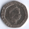 Монета 20 пенсов. 2010 год, Великобритания.