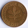 Монета 5 пфеннигов. 1989(G) год, ФРГ.