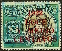 Почтовая марка (12½ c.). "Государственный герб". 1922 год, Гватемала.