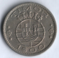 Монета 1 эскудо. 1958 год, Тимор (колония Португалии).
