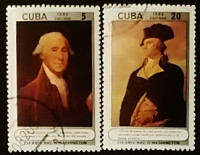 Набор почтовых марок  (2 шт.). "250-летие со дня рождения Джорджа Вашингтона". 1982 год, Куба.