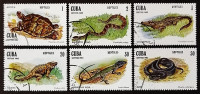 Набор почтовых марок (6 шт.). "Рептилии". 1982 год, Куба.