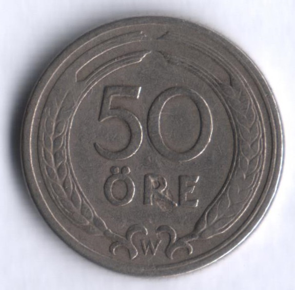 50 эре. 1924 год, Швеция. W.