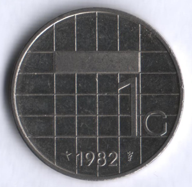 Монета 1 гульден. 1982 год, Нидерланды.