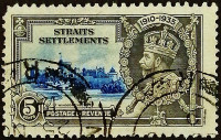 Почтовая марка (5 c.). "Серебряный юбилей короля Георга V". 1935 год, Стрейтс Сетлментс.