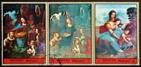 Набор марок (3 шт.) с блоком. "Рождество 1972 - Картины Леонардо да Винчи". 1972 год, Манама.