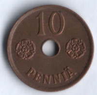 10 пенни. 1943 год, Финляндия. Тип I.