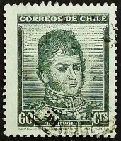 Почтовая марка. "Бернардо О'Хиггинс". 1948 год, Чили.