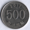 Монета 500 вон. 2011 год, Южная Корея.