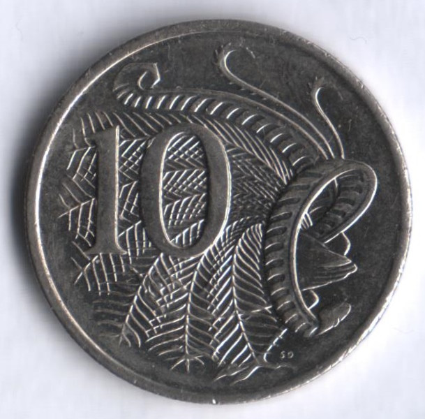 Монета 10 центов. 2013 год, Австралия.