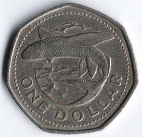 Монета 1 доллар. 1989 год, Барбадос.