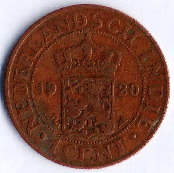 Монета 1 цент. 1920 год, Нидерландская Индия.