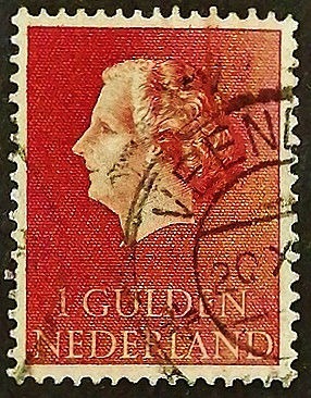 Почтовая марка. "Королева Юлиана". 1954 год, Нидерланды.
