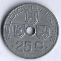Монета 25 сантимов. 1946 год, Бельгия (Belgique-Belgie).