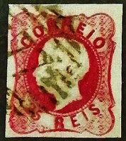 Почтовая марка (25 r.). "Король Луиш I". 1862 год, Португалия.
