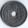 Монета 20 сантимов. 1945 год, Франция.