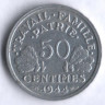 Монета 50 сантимов. 1944(B) год, Франция.