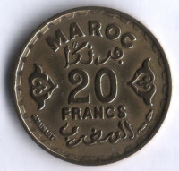 Монета 20 франков. 1952(1371) год, Марокко (протекторат Франции).