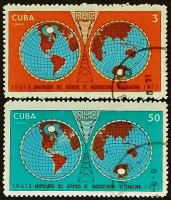 Набор почтовых марок (2 шт.). "Международное телерадиовещание". 1971 год, Куба.