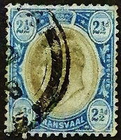 Почтовая марка (2⅟₂ p.). "Король Эдуард VII". 1902 год, Трансвааль (Южная Африка).
