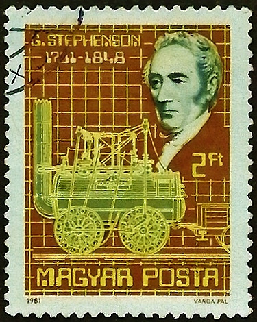 Почтовая марка. "200 лет со дня рождения Джорджа Стефенсона". 1981 год, Венгрия.
