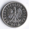 Монета 10 грошей. 2014 год, Польша.