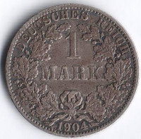Монета 1 марка. 1904 год (A), Германская империя.