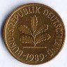 Монета 5 пфеннигов. 1989(J) год, ФРГ.