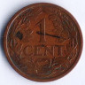 Монета 1 цент. 1914 год, Нидерланды.