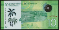 Банкнота 10 кордоб. 2014 год, Никарагуа.
