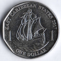 Монета 1 доллар. 2017 год, Восточно-Карибские государства.