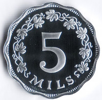 Монета 5 милей. 1976 год, Мальта. Proof.