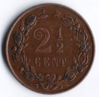 Монета 2-1/2 цента. 1880 год, Нидерланды.