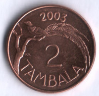 Монета 2 тамбала. 2003 год, Малави.