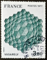 Марка почтовая. "Дань уважения шестиугольнику", Виктор Вазарели. 1977 год, Франция.