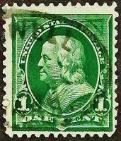 Почтовая марка (1 c.). "Бенджамин Франклин". 1898 год, США.